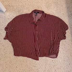 Striped button up crop top